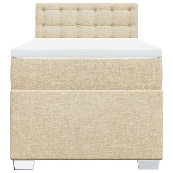 vidaXL Κρεβάτι Boxspring με Στρώμα Κρεμ 90x200 εκ.Υφασμάτινο