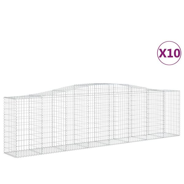 vidaXL Συρματοκιβώτια Τοξωτά 10 τεμ. 400x50x100/120 εκ. Γαλβαν. Ατσάλι