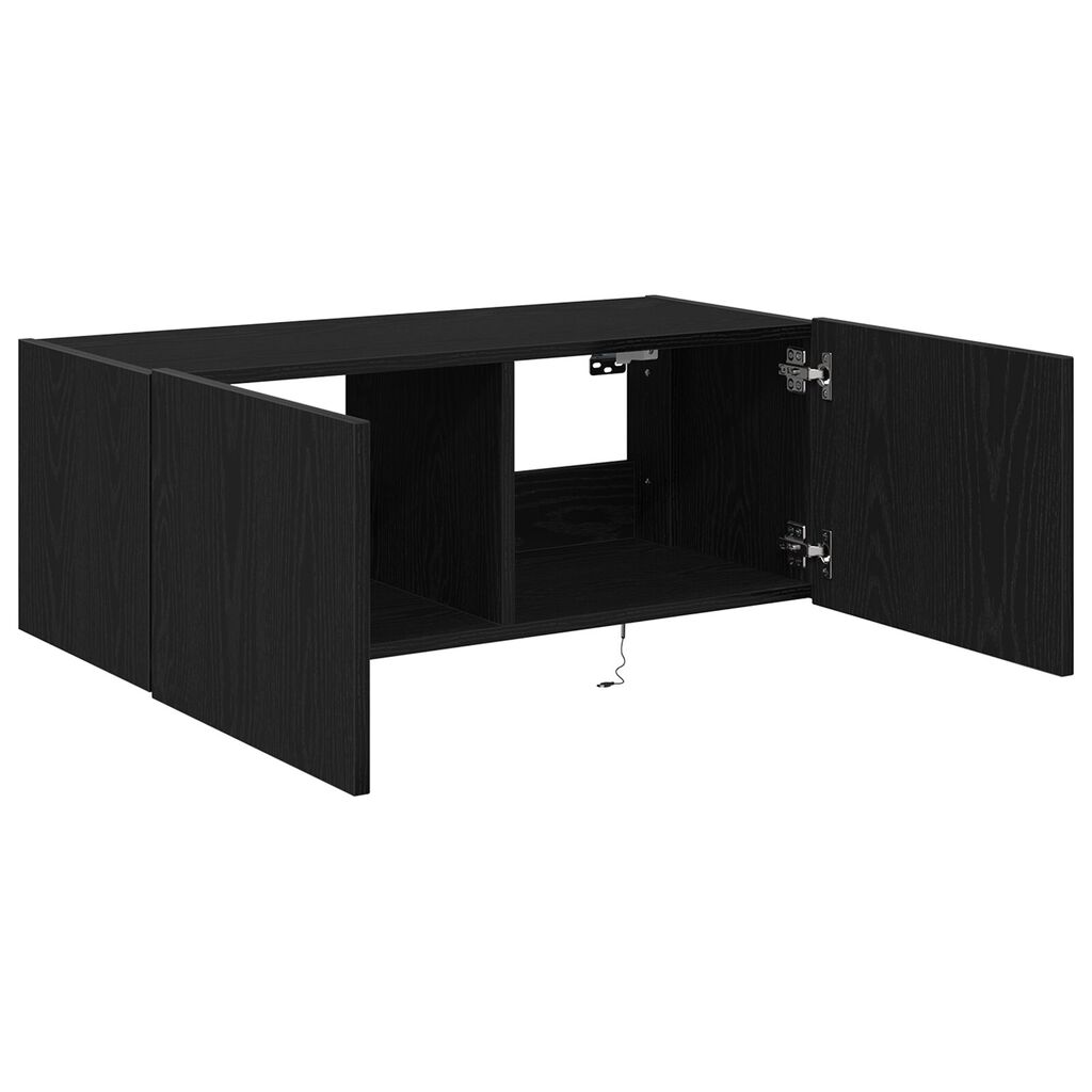 VidaXL Κάβας τηλεόρασης με LED φώτα Μαύρη Δρυς 80x35x31 εκ.