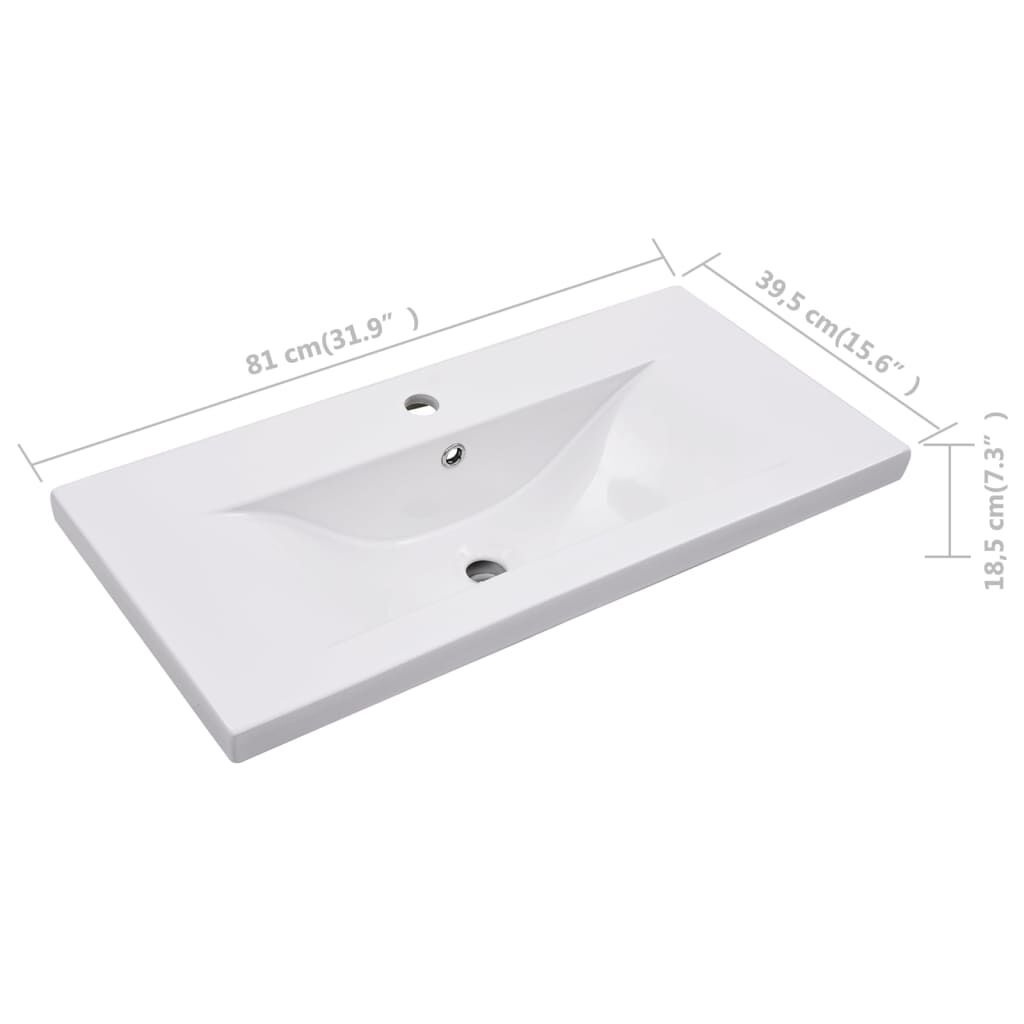 vidaXL Νιπτήρας Ένθετος Λευκός 81 x 39,5 x 18,5 εκ. Κεραμικός