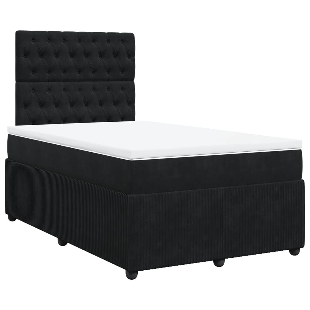 vidaXL Κρεβάτι Boxspring με Στρώμα Μαύρο 120 x 200 εκ. Βελούδινο