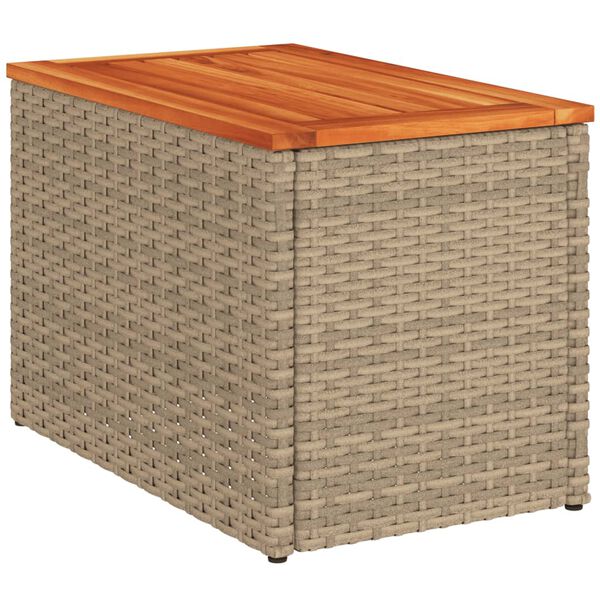 vidaXL Τραπεζάκια Κήπου 2 τεμ. Μπεζ 55x34x37εκ. Συνθ.Ρατάν/Μασίφ Ξύλο