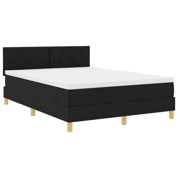 vidaXL Κρεβάτι με ελατήρια με στρώμα Μαύρο 160 x 200 cm ύφασμα
