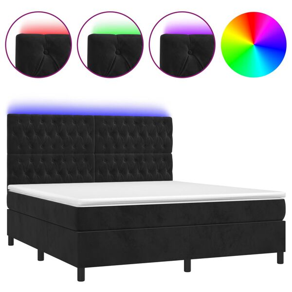 vidaXL &Kappa;&rho;&epsilon;&beta;ά&tau;&iota; Boxspring &mu;&epsilon; &Sigma;&tau;&rho;ώ&mu;&alpha; & LED &Mu;&alpha;ύ&rho;&omicron; 180x200 &epsilon;&kappa;. &Beta;&epsilon;&lambda;&omicron;ύ&delta;&iota;&nu;&omicron;