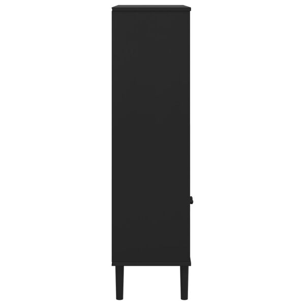 vidaXL Βιβλιοθήκη SENJA Μαύρο / Ρατάν 90x35x130 εκ. Μασίφ Ξύλο Πεύκου