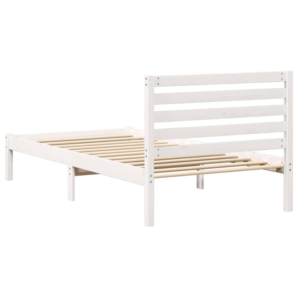 vidaXL Σκελετός Κρεβατιού Λευκό 75 x 190 cm Μασίφ ξύλο πεύκου