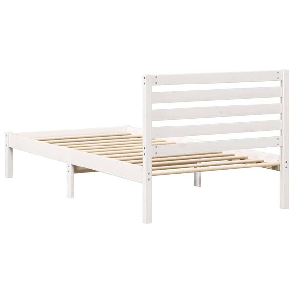 vidaXL Σκελετός Κρεβατιού Λευκό 75 x 190 cm Μασίφ ξύλο πεύκου