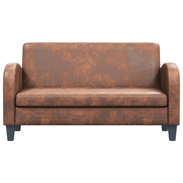 vidaXL Καναπές Διθέσιος Καφέ από Συνθετικό Καστόρι