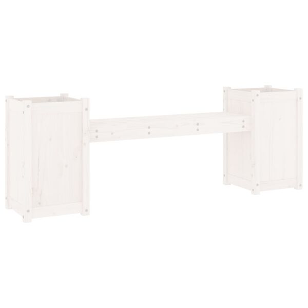 vidaXL Ζαρντινιέρα Παγκάκι Λευκό 180x36x63 εκ. από Μασίφ Ξύλο Πεύκου