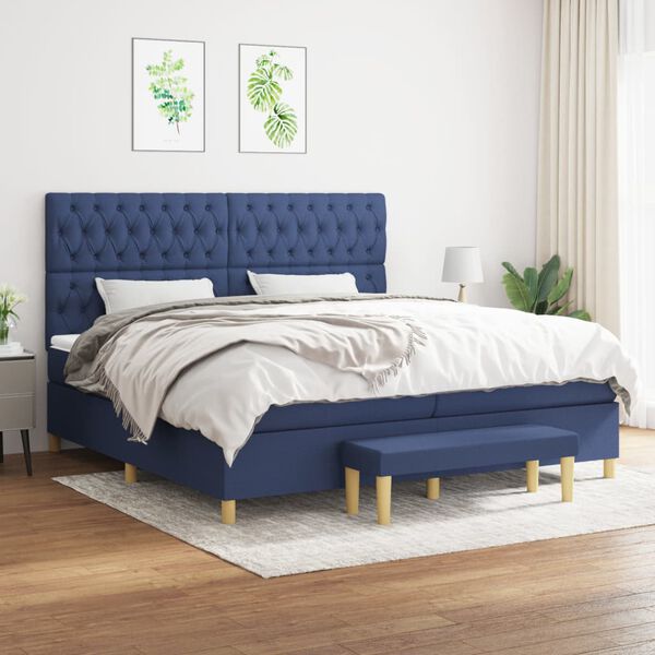 vidaXL &Kappa;&rho;&epsilon;&beta;ά&tau;&iota; Boxspring &mu;&epsilon; &Sigma;&tau;&rho;ώ&mu;&alpha; &Mu;&pi;&lambda;&epsilon; 200x200 &epsilon;&kappa;. &Upsilon;&phi;&alpha;&sigma;&mu;ά&tau;&iota;&nu;&omicron;
