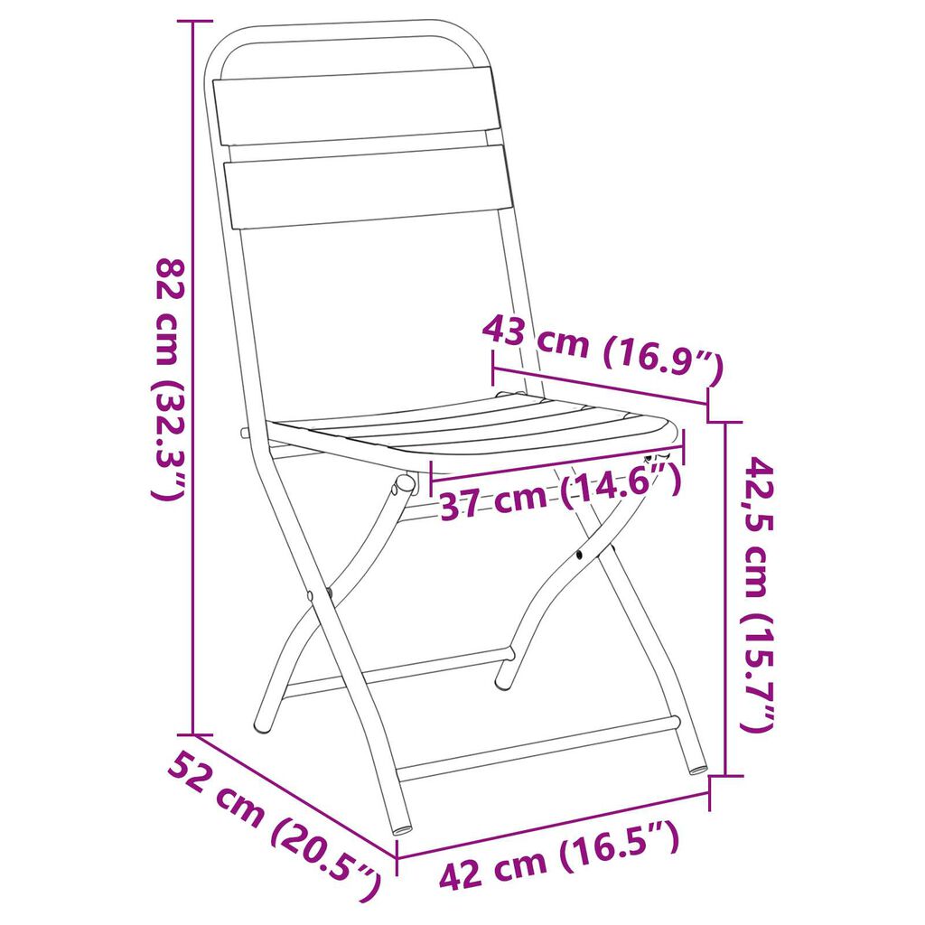 vidaXL Πτυσσόμενες Καρέκλες Κήπου 2 τμχ Μπεζ 42x52x82 εκ Χάλυβας με Επίστρωση Πούδρας