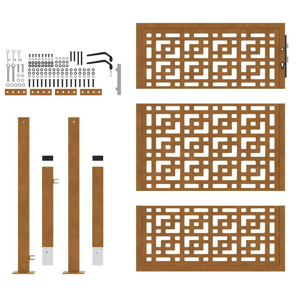 vidaXL Πύλη κήπου 105x130 cm Σταυρός σχεδιασμού από διαβρωμένο χάλυβα