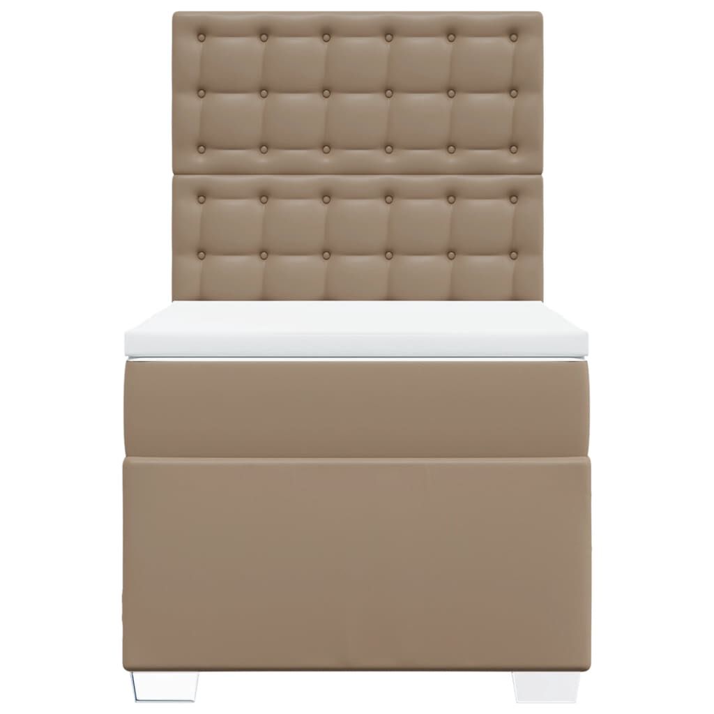 vidaXL Κρεβάτι Boxspring με Στρώμα Καπουτσίνο 80x200 εκ. Συνθ. Δέρμα