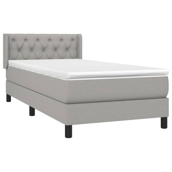 vidaXL Κρεβάτι Boxspring με Στρώμα Ανοιχτό Γκρι 80x200 εκ. Υφασμάτινο