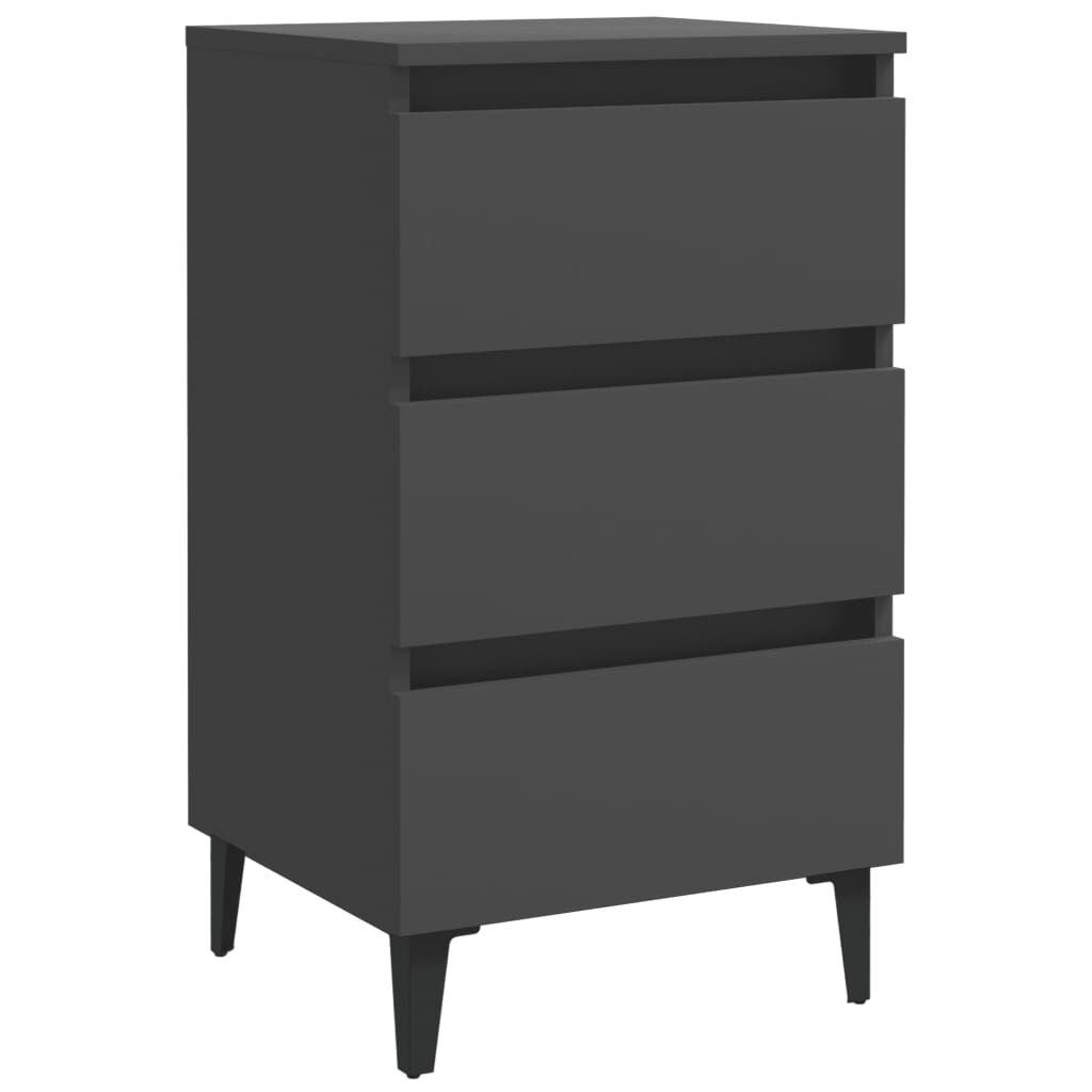 vidaXL Κομοδίνα 2 τεμ. Γκρι 40 x 35 x 69 εκ. με Μεταλλικά Πόδια