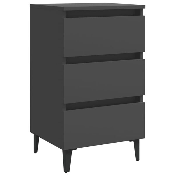 vidaXL Κομοδίνα 2 τεμ. Γκρι 40 x 35 x 69 εκ. με Μεταλλικά Πόδια