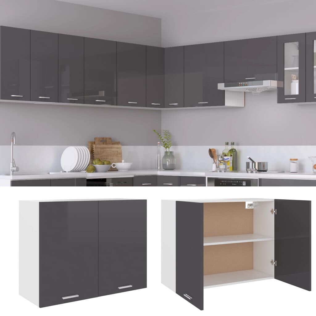 vidaXL Ντουλάπι Κρεμαστό Lyon Γυαλιστερό Γκρι 80x31x60εκ. από