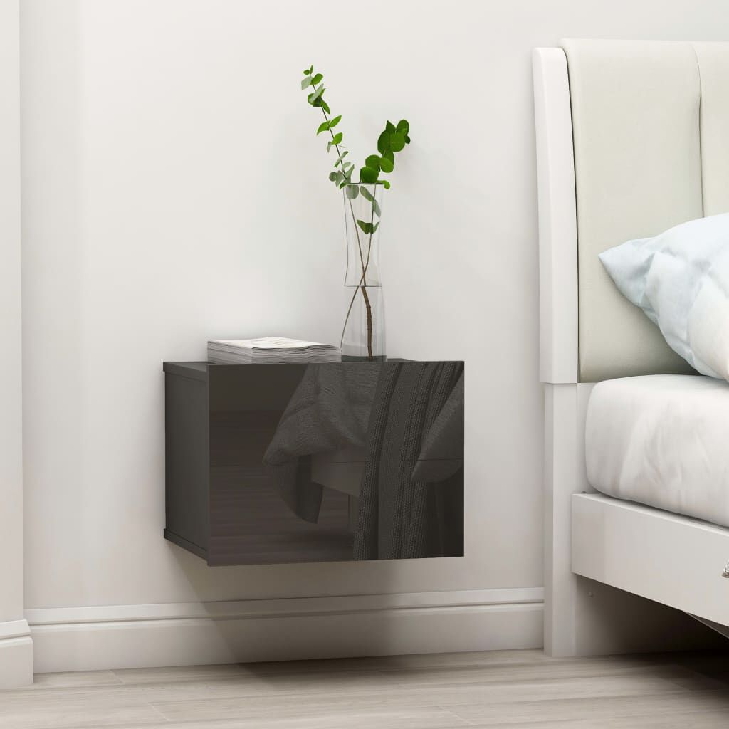 vidaXL Κομοδίνα 2 τεμ. Γυαλιστερό Γκρι 40x30x30 εκ. από Μοριοσανίδα