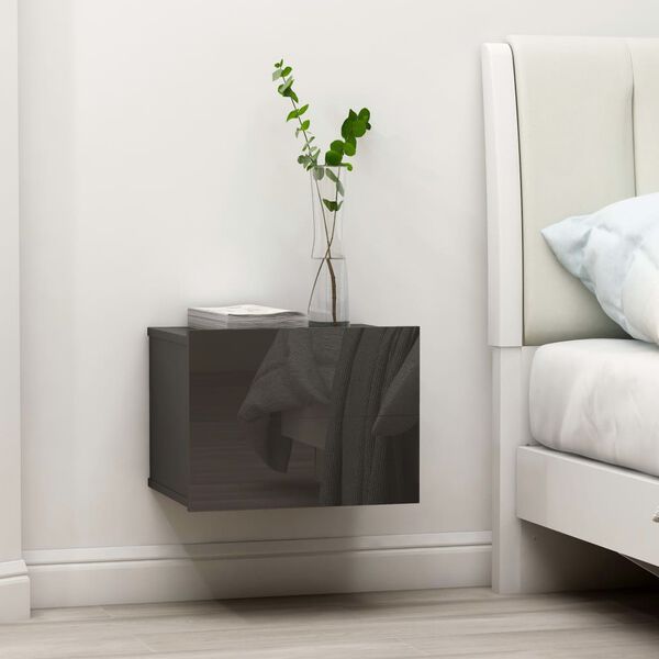 vidaXL Κομοδίνα 2 τεμ. Γυαλιστερό Γκρι 40x30x30 εκ. από Μοριοσανίδα
