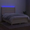 vidaXL &Kappa;&rho;&epsilon;&beta;ά&tau;&iota; Boxspring &mu;&epsilon; &Sigma;&tau;&rho;ώ&mu;&alpha; & LED &Kappa;&rho;&epsilon;&mu; 140x200 &epsilon;&kappa;. &Upsilon;&phi;&alpha;&sigma;&mu;ά&tau;&iota;&nu;&omicron;