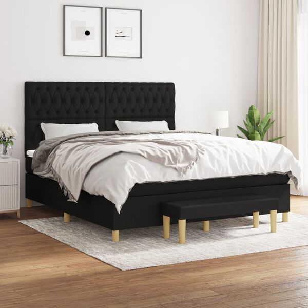 vidaXL &Kappa;&rho;&epsilon;&beta;ά&tau;&iota; Boxspring &mu;&epsilon; &Sigma;&tau;&rho;ώ&mu;&alpha; &Mu;&alpha;ύ&rho;&omicron; 180x200 &epsilon;&kappa;. &Upsilon;&phi;&alpha;&sigma;&mu;ά&tau;&iota;&nu;&omicron;