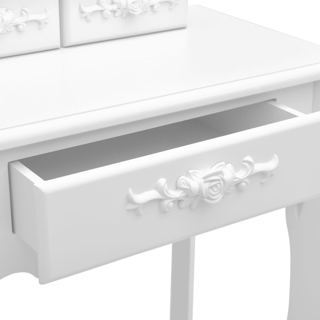 vidaXL Μπουντουάρ με Σκαμπό Λευκό 50 x 59 x 136 εκ. Ξύλο Παυλώνιας