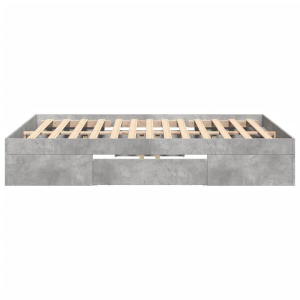 vidaXL Πλαίσιο Κρεβατιού Γκρι Σκυροδέματος 140x200 εκ. Επεξεργ. Ξύλο