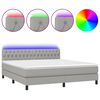 vidaXL Κρεβάτι Boxspring με Στρώμα & LED Αν.Γκρι 160x200 εκ Υφασμάτινο