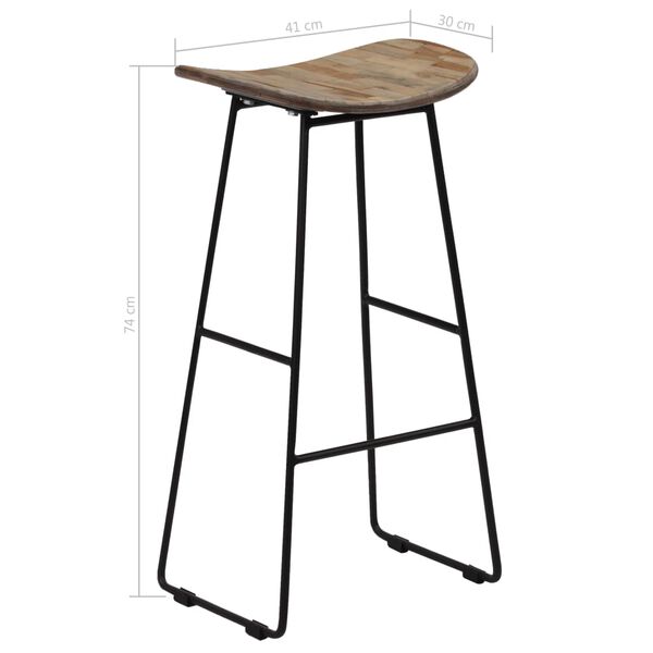 vidaXL Σκαμπό Μπαρ 2 τεμ. από Ανακυκλωμένο Ξύλο Teak