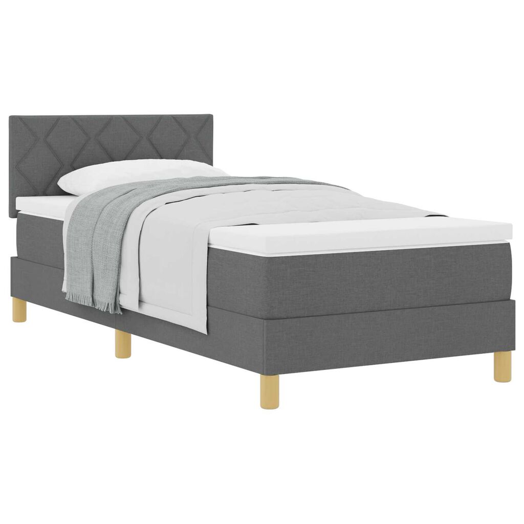 vidaXL Κρεβάτι box spring με στρώμα Σκούρο Γκρι 90 x 200 cm ύφασμα