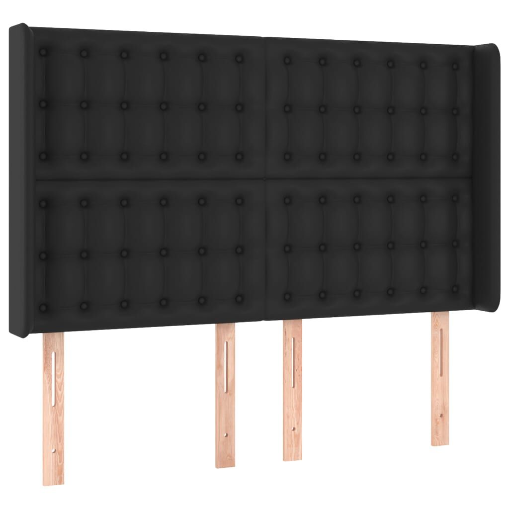 vidaXL Κρεβάτι Boxspring με Στρώμα & LED Μαύρο 140x190 εκ. Συνθ. Δέρμα