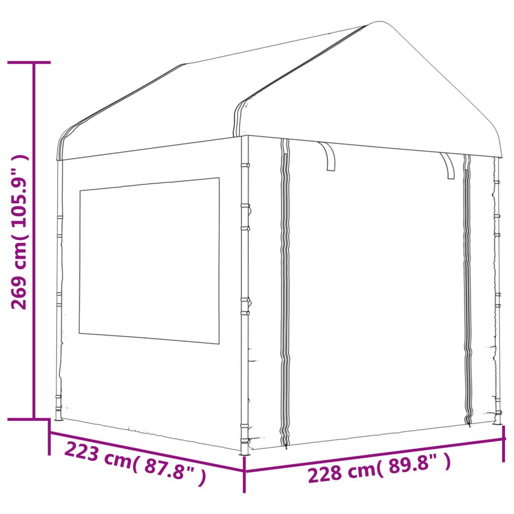 vidaXL Κιόσκι με Τέντα Λευκό 13,38 x 2,28 x 2,69 μ. από Πολυαιθυλένιο