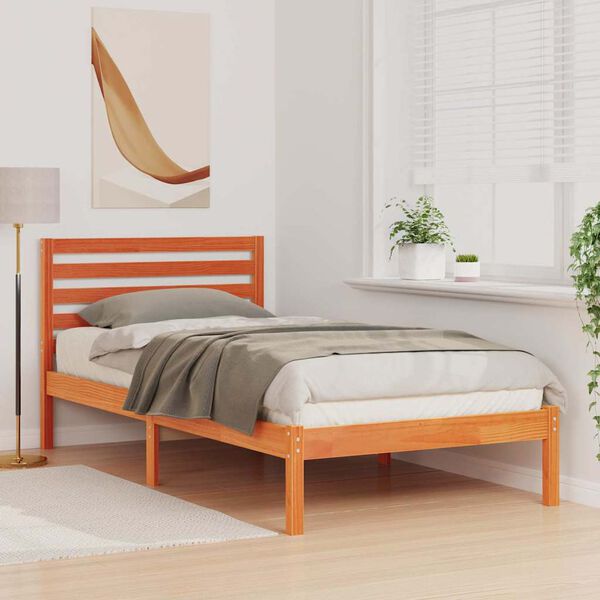 vidaXL Σκελετός Κρεβατιού Καφέ κεριού 90 x 200 cm Μασίφ ξύλο πεύκου