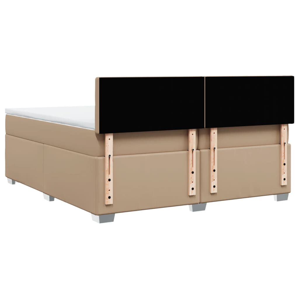 vidaXL Κρεβάτι Boxspring με Στρώμα Καπουτσίνο 200x200εκ.από Συνθ.Δέρμα