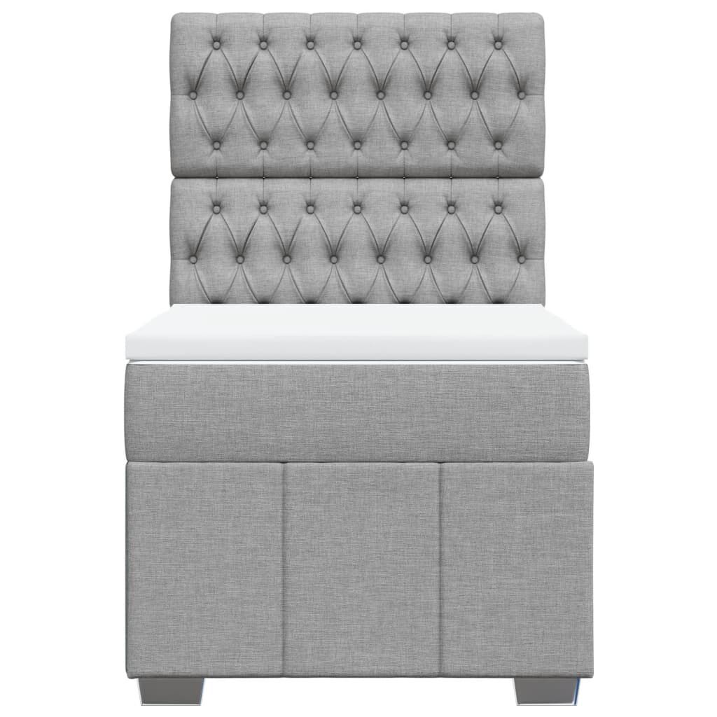 vidaXL Κρεβάτι Boxspring με Στρώμα Ανοιχτό Γκρι 90x200 εκ. Υφασμάτινο