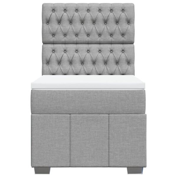vidaXL Κρεβάτι Boxspring με Στρώμα Ανοιχτό Γκρι 90x200 εκ. Υφασμάτινο