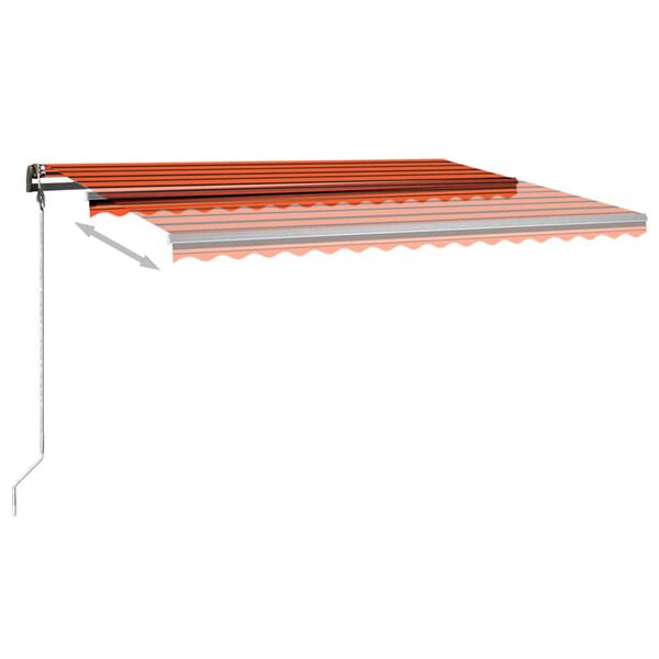 vidaXL Τέντα Συρόμενη Χειροκίνητη με LED Πορτοκαλί/Καφέ 450 x 300 εκ.
