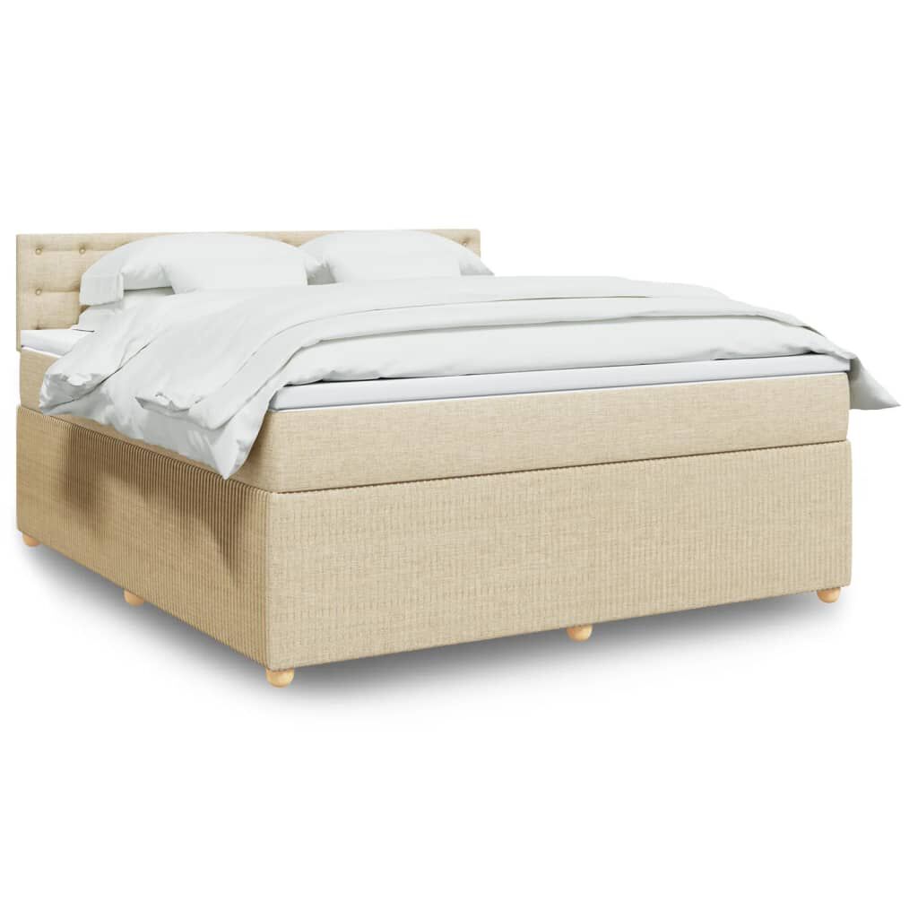 vidaXL Κρεβάτι Boxspring με Στρώμα Κρεμ 180x200 εκ. Υφασμάτινο