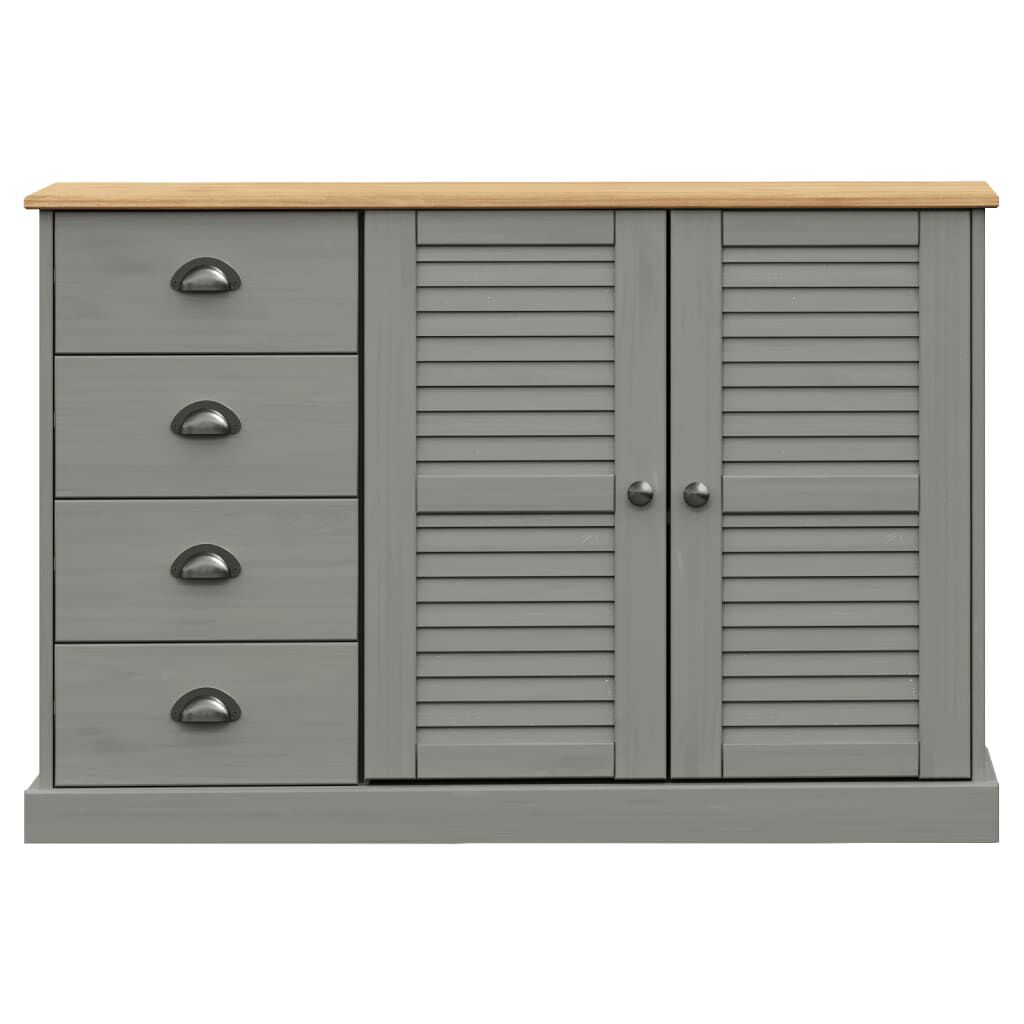vidaXL Μπουφές με Συρτάρια VIGO Γκρι 113x40x75 εκ. Μασίφ Ξύλο Πεύκο