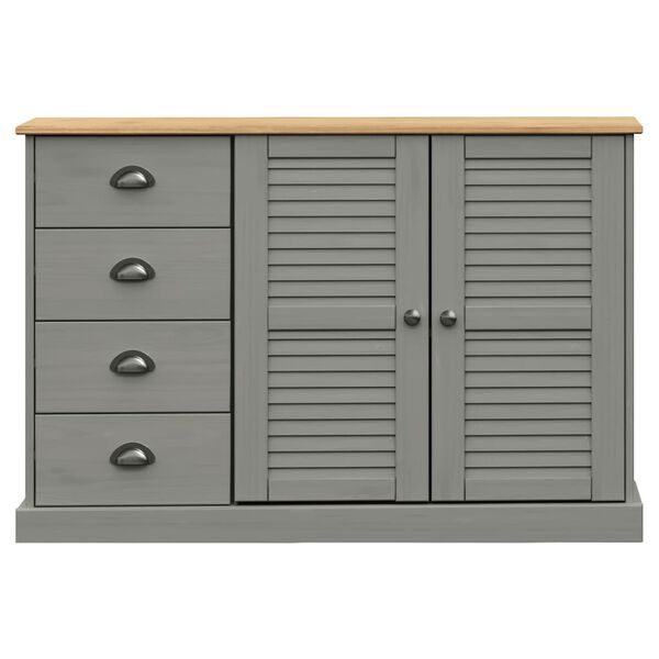 vidaXL Μπουφές με Συρτάρια VIGO Γκρι 113x40x75 εκ. Μασίφ Ξύλο Πεύκο