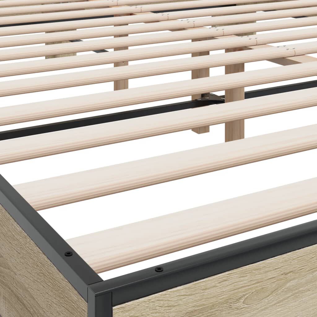 vidaXL Πλαίσιο Κρεβατιού Sonoma Δρυς 160x200 εκ. Επεξ. Ξύλο & Μέταλλο