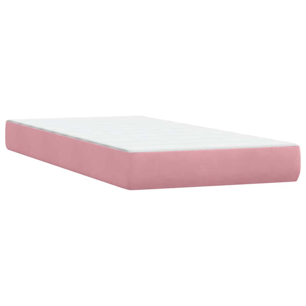 vidaXL Box Spring κρεβάτι με στρώμα ροζ 80x210 εκ. Βελούδινο
