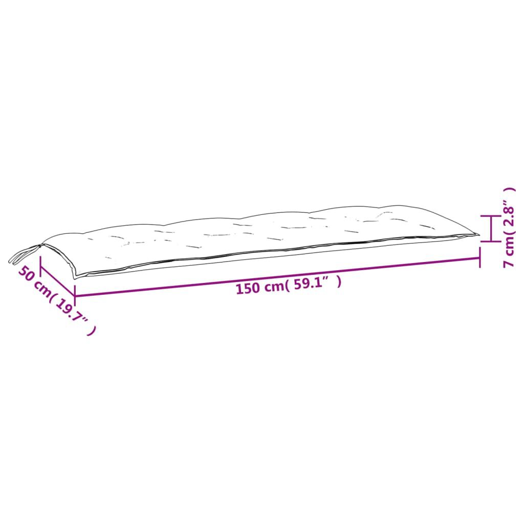 vidaXL Μαξιλάρι Πάγκου Κήπου Σχέδιο Φύλλων 150x50x7 εκ. Ύφασμα Oxford