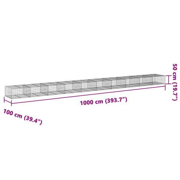 vidaXL Συρματοκιβώτιο με Κάλυμμα 1000x100x50εκ από Γαλβανισμένο Χάλυβα
