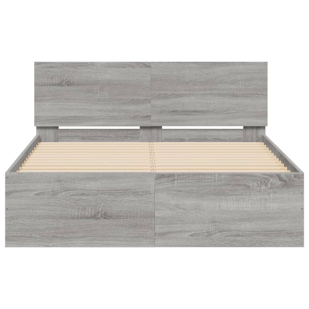vidaXL Πλαίσιο Κρεβατιού με Κεφαλάρι Γκρι Sonoma 135x190 εκ.