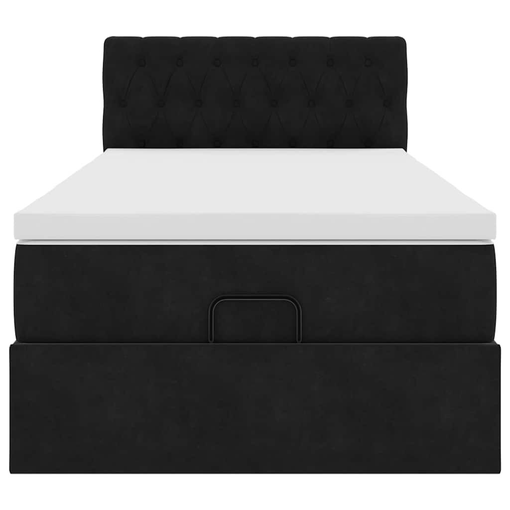 vidaXL Οθωμανικό κρεβάτι με στρώμα Μαύρο 90x190cm Velvet