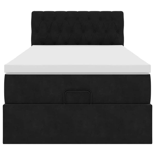 vidaXL Οθωμανικό κρεβάτι με στρώμα Μαύρο 90x190cm Velvet