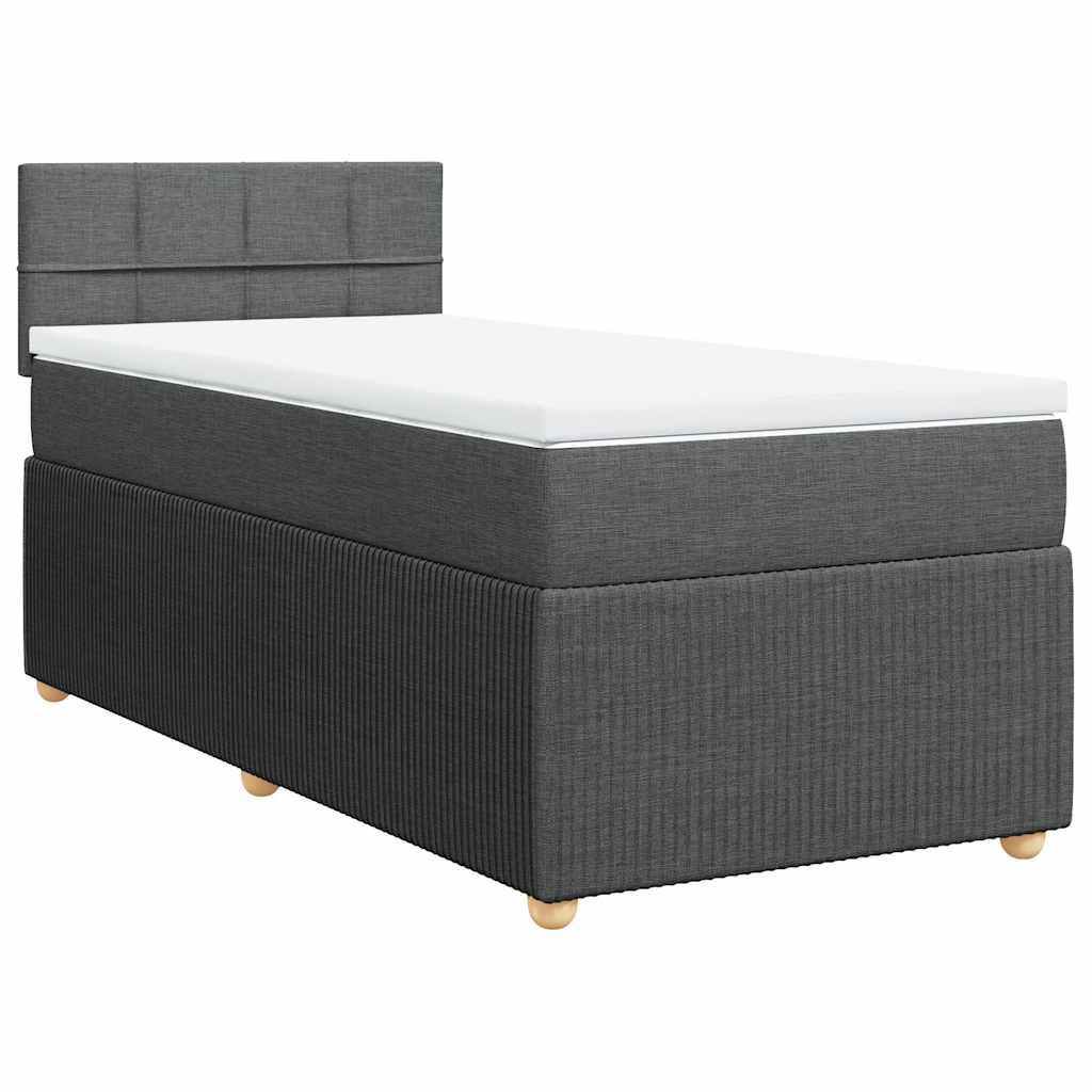 vidaXL Κρεβάτι Boxspring με Στρώμα Σκούρο Γκρι 90x200 εκ. Υφασμάτινο