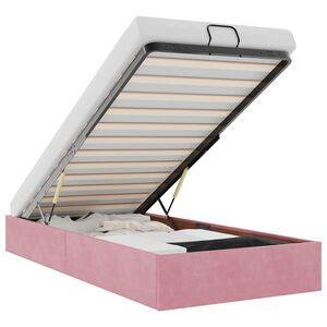 vidaXL Οθωμανικό πλαίσιο κρεβατιού χωρίς στρώμα ροζ 90x200 cm Velvet