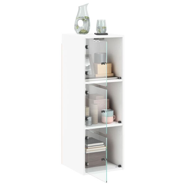 vidaXL Ντουλάπι Τοίχου Λευκό 35x37x100 εκ. με Γυάλινες Πόρτες